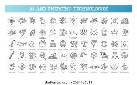 Ai and emerging future tech icon set