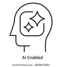 AI Enabled Line Icon for Smart Digital Features With Editable Stroke