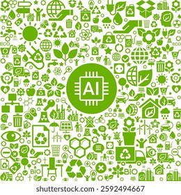 AI Energy Technologies. Ecology with artificial intelligence. Energy revolution. Web design template. 
