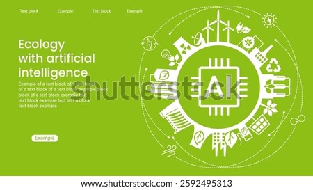 AI Energy Technologies. Ecology with artificial intelligence. Energy revolution. Web design template. 