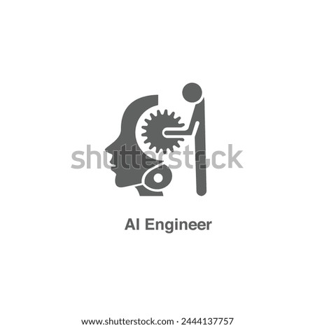 AI engineer line icon isolated on background brain developer outline ai technology developer ai engineering icon outline silhouette minimalistic artificial intelligence programmer icon symbol