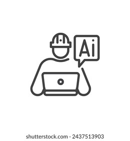 AI Engineer line icon. linear style sign for mobile concept and web design. Artificial intelligence engineering outline vector icon. Symbol, logo illustration. Vector graphics
