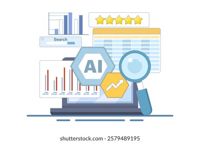 AI Enhanced Data Visualization Concept for Business Insights. Use AI to transform data into actionable visual insights for better decision making. data dashboard with AI generated charts.