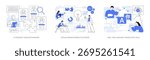 AI Enhancing Team Dynamics, Collaboration abstract concept vector illustration set. AI-driven team building, interactive platforms for creativity, seamless multilingual collaboration. abstract