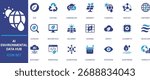 AI Environmental Data Hub icon set featuring eco technology, clean energy, and climate analytics. Perfect for sustainability, green tech, and environmental data projects.