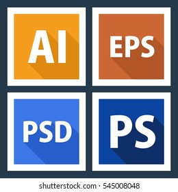 ai eps psd ps File format icons