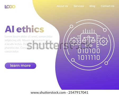AI ethics, ethical artificial intelligence banner, website template with line icon