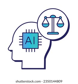 AI Ethics Icon Design: A Symbol of Responsible AI. Ethical, responsible, fair, just, safe AI icon. Vector Design.