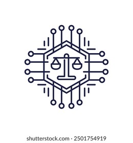 AI ethics icon, ethical artificial intelligence line vector