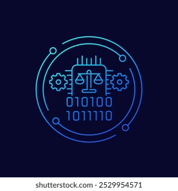 Ícone de ética da IA, conceito de inteligência artificial ética, design linear
