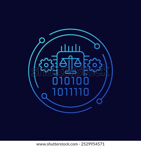 AI ethics icon, ethical artificial intelligence concept, linear design