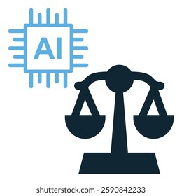 AI ethics icon vector representing responsible artificial intelligence, fairness, transparency, and moral considerations in technology. Ideal for ethical AI, governance, and decision-making concepts.