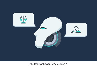 AI Ethics Law Concept Illustration Vector Artificial Intelligence Justice Moral Policy Regulation and Fairness Flat Design