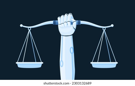 AI and Ethics Law Regulation Artificial Intelligence Robot Hand Vector Illustration Concept Technology Moral and Legal Policy