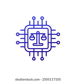 AI ethics line icon, artificial intelligence concept