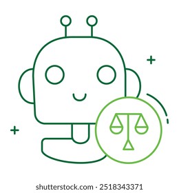 AI Ethics and Robot Responsibility Vector Icon Design, artificial intelligence, robot responsibility, automation ethics, robotics law
