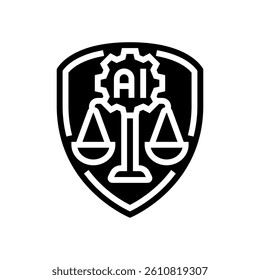 ai ethics shield ethical glyph icon vector. ai ethics shield ethical sign. isolated symbol illustration