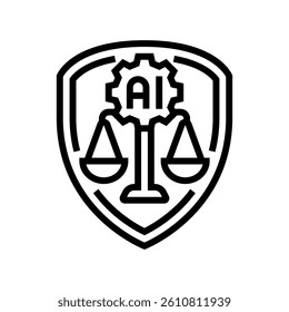 ai ethics shield ethical line icon vector. ai ethics shield ethical sign. isolated contour symbol black illustration