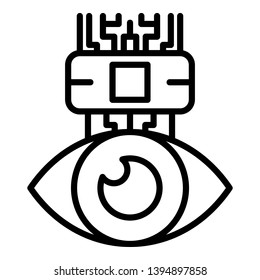 Ai Eye Humanoid Icon. Outline Ai Eye Humanoid Vector Icon For Web Design Isolated On White Background