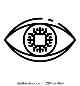 Ai eye processor icon. Outline ai eye processor vector icon for web design isolated on white background