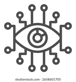 Ai Auge Schema der Technologie Linie Symbol, osint analytics Konzept. Vektorgrafiken. Künstliche Intelligenz und Elektronik-Zeichen auf weißem Hintergrund, Umriss-Stil-Symbol des mobilen oder Web-Design
