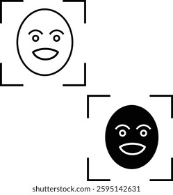 AI Facial Recognition Icon – Face Scan Symbol for Biometric Identification, Machine Learning, and Security Systems with Transparent Background.