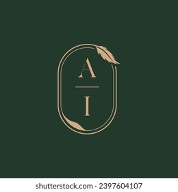 AI feather concept wedding monogram logo design ideas as inspiration
