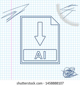 AI file document icon. Download AI button line sketch icon isolated on white background. Vector Illustration