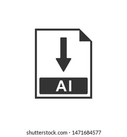 AI file document icon. Download AI button icon isolated. Flat design. Vector Illustration