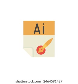 AI file flat icon, vector sign, colorful pictogram isolated on white. Symbol, logo illustration. Flat style design