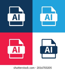 AI File Format blue and red four color minimal icon set