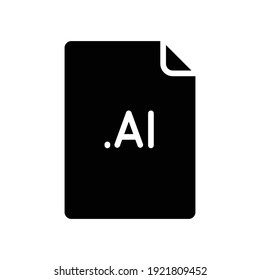 AI file format glyph icon. Linear style sign for mobile concept and web design. Simple solid symbol. Vector illustration isolated on white background. EPS 10.