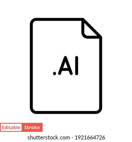 AI file format line icon. Linear style sign for mobile concept and web design. Simple outline symbol. Vector illustration isolated on white background. Editable stroke EPS 10.