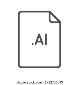 AI file format line icon. Linear style sign for mobile concept and web design. Simple outline symbol. Vector illustration isolated on white background. EPS 10.