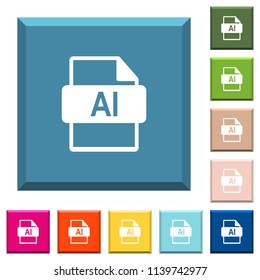 AI file format white icons on edged square buttons in various trendy colors