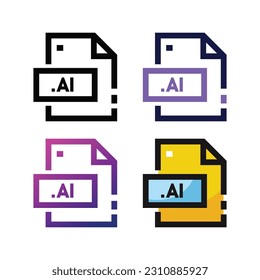 AI-Dateisymbol-Design in vier Varianten