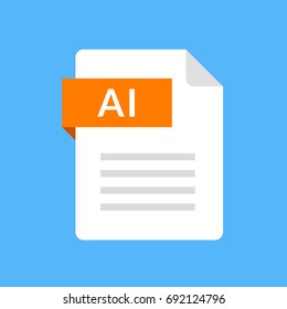 AI file icon. Graphic document type. Flat design graphic illustration. Vector AI icon
