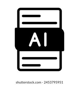 Ai File Type Icon. Files document graphic design. with outline style. vector illustration.
