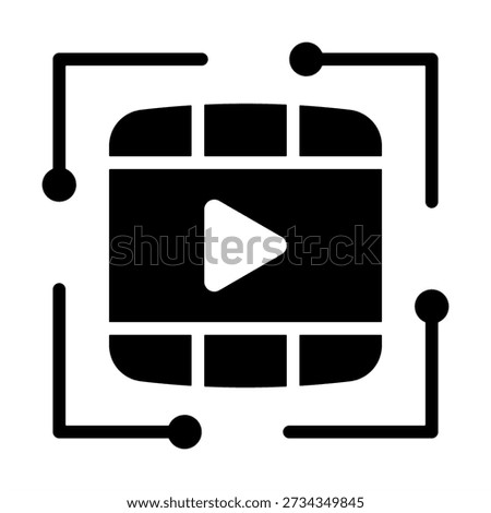 Ai Film Production Icon - Solid Black Glyph Icons For Artificial Intelligence and AI Technology