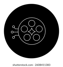 AI Film Reel Symbol. Generative Video Editing, Movie Production Automation, and Artificial Storytelling in Media.