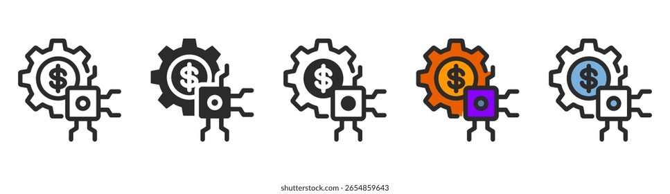 AI Finance Icon Set with Multiple Styles Vector Illustration