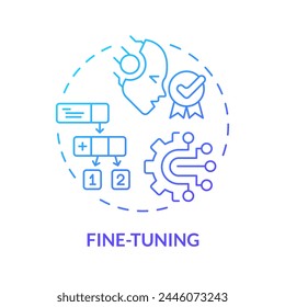 Ai fine-tuning blue gradient concept icon. Virtual assistant pre-training. Chatbot training data. Round shape line illustration. Abstract idea. Graphic design. Easy to use in infographic, presentation