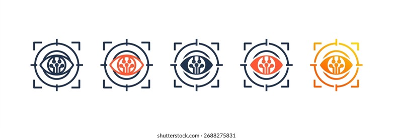 Ai Focus Mode icon set multiple style collection