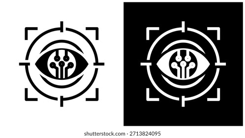 Ai Focus Mode Icon Set In White And Black Background