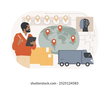 AI Forecasting for Efficient Supply Chain ilustração abstrata do vetor do conceito. Gerenciamento da cadeia de fornecimento. Preveja a demanda para otimizar as operações da cadeia de suprimentos. Tecnologia AI. metáfora abstrata.