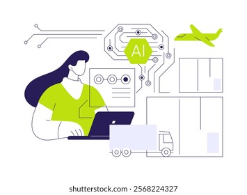 AI Forecasting for Efficient Supply Chain abstract concept vector illustration. Supply Chain Management. Predict demand to optimize supply chain operations. AI Technology. abstract metaphor.