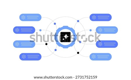 AI functions list. Abstract scheme. Flat illustration. Vector file.