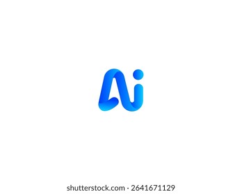 AI Fusion Line Logo Monogram Design For Tech, Chatbot, Virtual Assistant, Neural Network, SaaS, Smart Digital Tool. Perfect For Startup of Communication System and Automatisation. Vector Illustration