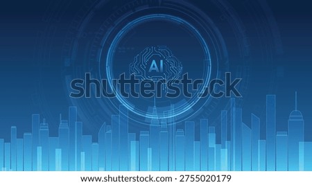 AI and the Future of Cityscapes: A futuristic visualization of artificial intelligence interacting with a cityscape, illustrating the technological advancement and the evolving urban environment.
