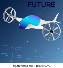 AI Future Flying Cars With Colored Background And Geometric Elements 